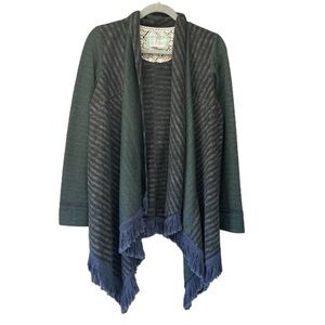 Anthropologie Saturday Sunday Elise Blanket Cardigan Fringe Draped Sz M Artsy